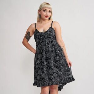 NWT Sourpuss Spiderweb Hi Lo Dolly babydoll ruffle dress small